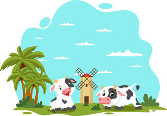 Illustration of Cow With a View