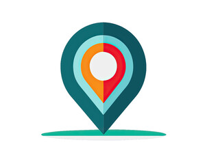 A colorful location icon sign with a green base, isolated on a white background. Generative AI