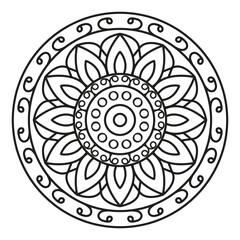 simple mandalas coloring pages - easy mandala black and white outline vector