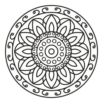 recommend clip art: simple mandalas coloring pages - easy mandala black and white outline vector