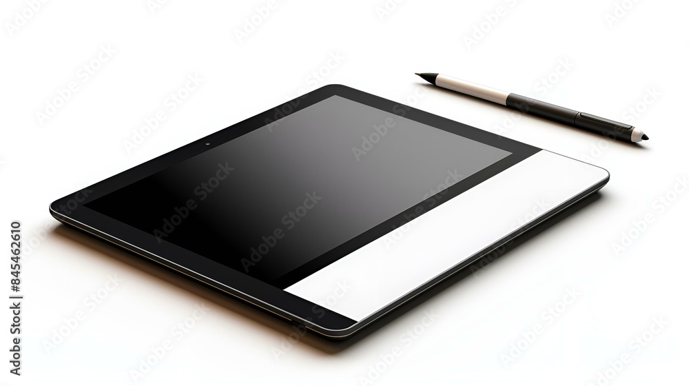 Aufkleber a tablet computer with a pen resting on its surface,
