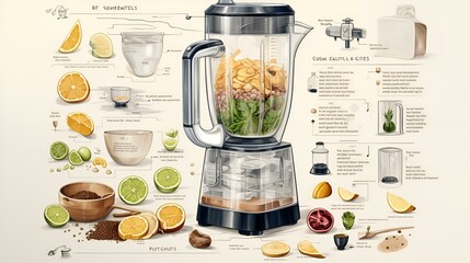 A blender filled with various ingredients, 