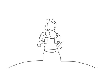 woman croupier model card game gambling one line art design vector