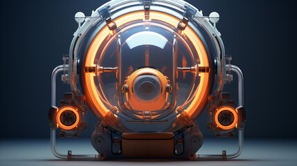 Cutting-Edge Sci-Fi Helmet with Orange Highlights