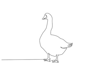 goose duck animal one line art design vector