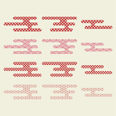 和柄模様の赤色和風雲セット