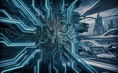 Abstract circuit board futuristic technology processing background