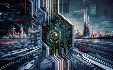 Abstract circuit board futuristic technology processing background