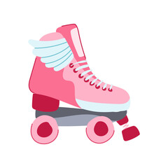 kid roller skate cartoon. print sport, woman graphic, disco quad kid roller skate sign. isolated symbol vector illustration