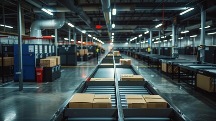 Bustling Package Dispatch Center Showcasing the Efficient Hub of Logistics for a Delivery Service Provider