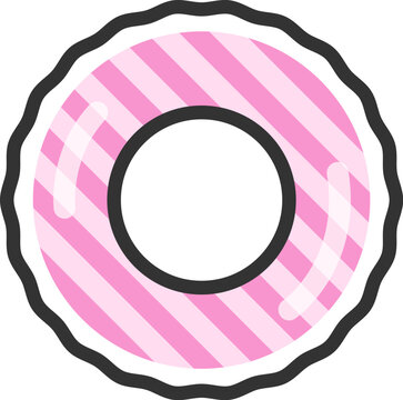 recommend clip art: ピンク色の浮き輪のアイコン（線画カラー）のイラスト