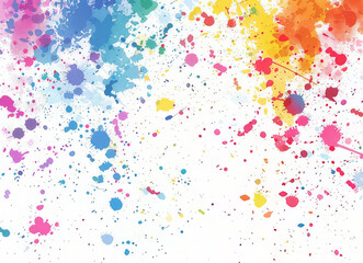 Obraz premium Colorful abstract splatter art with vibrant paint splashes on a white background