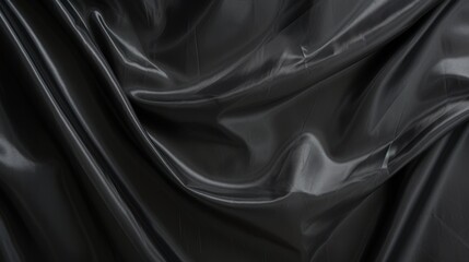 Obraz premium Elegant Smooth Black Satin Fabric Texture for Fashion and Design Background