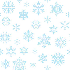 Christmas, new year seamless pattern. Seamless pattern with blue snowflakes on a white background