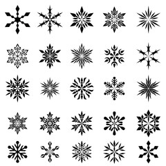 Set of snowflakes isolated on white background. Winter vector decorations elements.