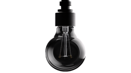 Contemporary Artistic Interpretation of Classic Light Bulb with Detailed Cut-Outs on Black Background