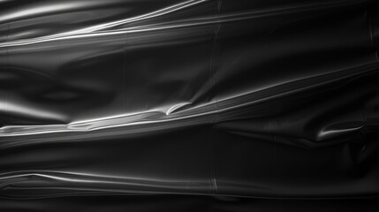 Fototapeta premium Abstract Black Plastic Wrinkles and Folds with Shiny Texture