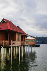 Fototapeta premium Floating accommodation on the coast in Ambon, Indonesia