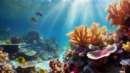 Naklejka premium coral reef and fish colors 
