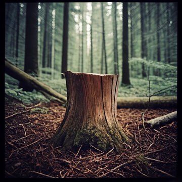 Corteza de un &aacute;rbol en un bosque talado: Impacto de la deforestaci&oacute;n
