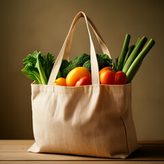 Mercado saludable: Bolsa llena de productos frescos
