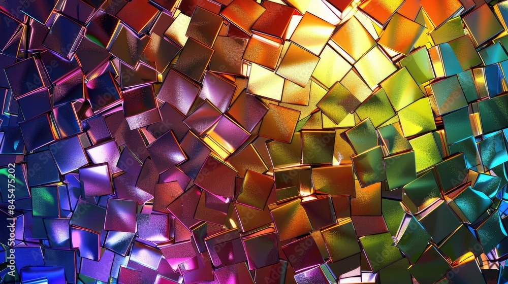 Poster reflective multicolored abstract background with glossy mosaic design