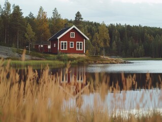 Obraz premium Cinematic Daytime House with Nature Background