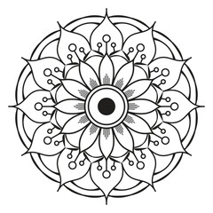 Vector mandala design, Illustration for cards, coloring pages, Round mandala for coloring on white background