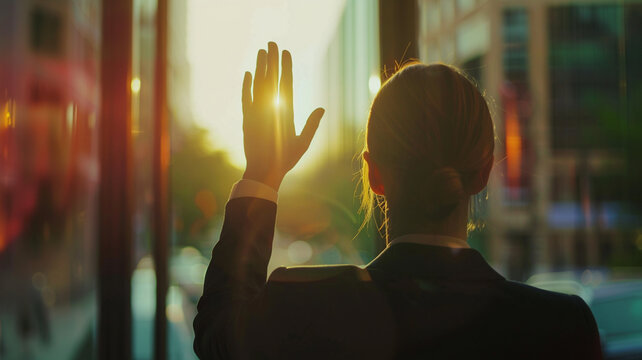 Female politicians raise their hands to take the oath of office.