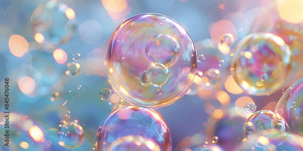 Poster ai-powered generative cleaning simulation with realistic colored bubbles. concept cleaning simulatio