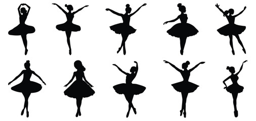 Ballet dancer silhouette set vector design big pack of illustration and icon