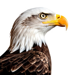 Obraz premium A bald eagle with a yellow beak and yellow eyes