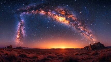 A breathtaking view of the Milky Way galaxy stretching across the night sky.