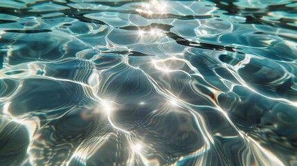 Background with Detailed Ripples and Caustic Light Effects on a Crystal-Clear Water Surface
