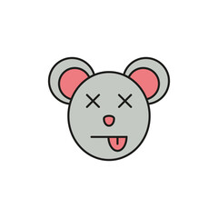 Dead mouse animal. Vector dead rat icon. Isolated colored illustration on a white background.