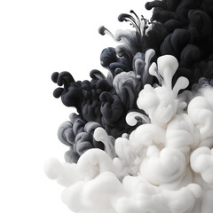 Black and Cream Abstract Ink Clouds - Contrasting and Dynamic Fluid Art