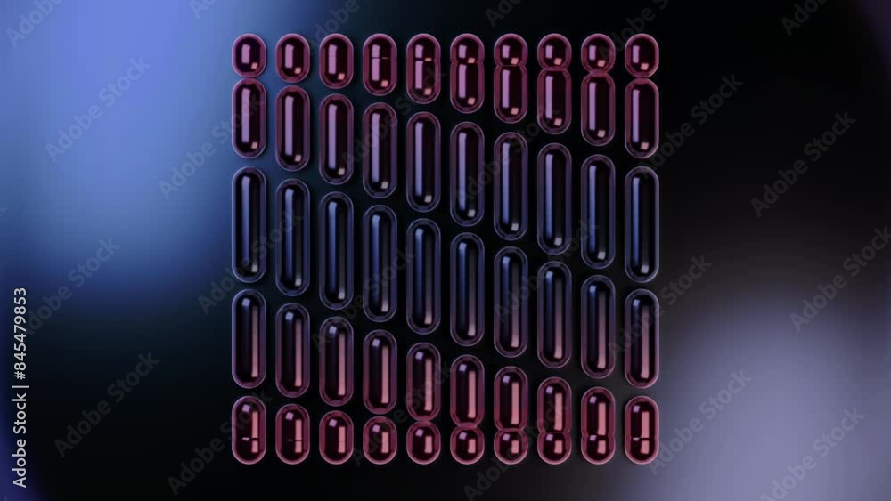 Poster Digital loop animation of a group of moving capsules. 3d rendering 4K