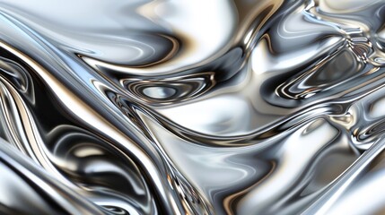 Abstract background with liquid metal texture. Contemporary metallic silver dynamic backdrop