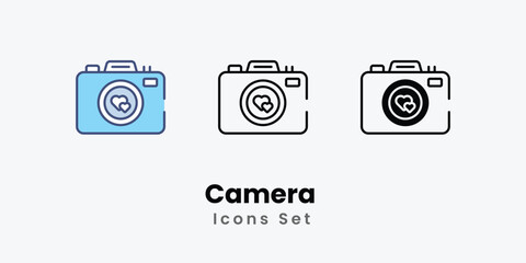 Camera icons vector set stock illustration.