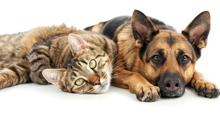 Obraz premium close up of dog and cat on white background