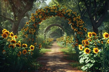 Fototapeta premium An archway adorned with sunflowers