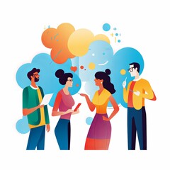 flat vector style illustration of a diverse group of people