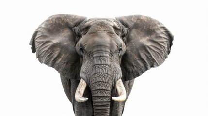 photo of an elephant's head on a white background