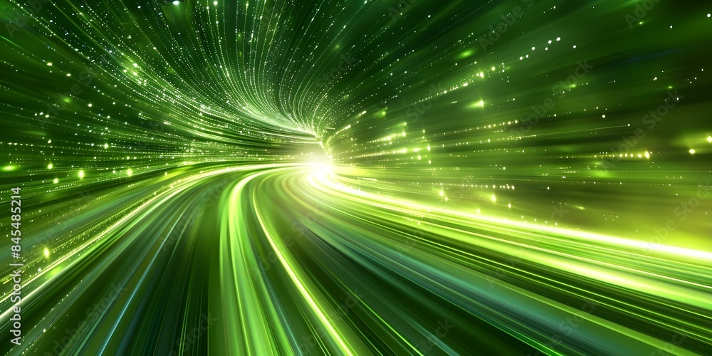 Poster captivating pattern of green lines dynamic banner with abstract speed light effects. concept green l
