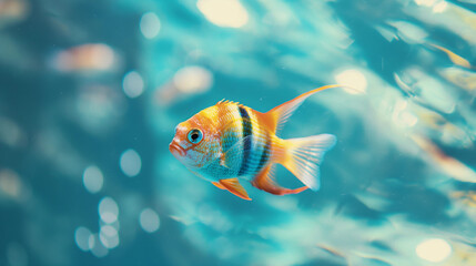 Naklejka premium Underwater light background with fish.