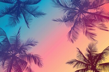Summer tropical silhouette and gradient background.