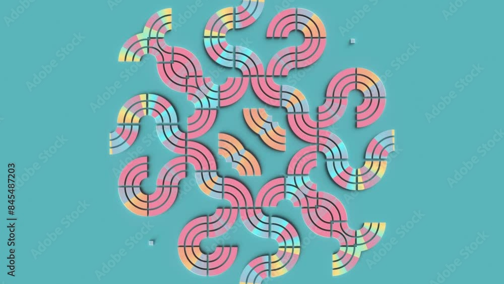 Fototapete Abstract figure with cyclic animation of a colorful gradient. 3d rendering 4K