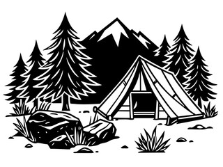 camping ground logo illustration