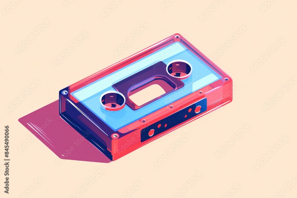 Wall mural vector an audio cassette lying on a horizontal surface.