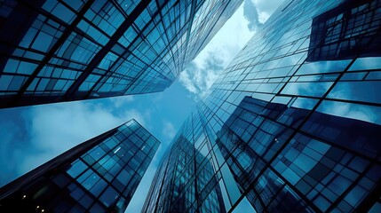 Obraz premium Business and Economy Skyscrapers and reflective glass curtain walls Create an atmosphere of success and organizational growth